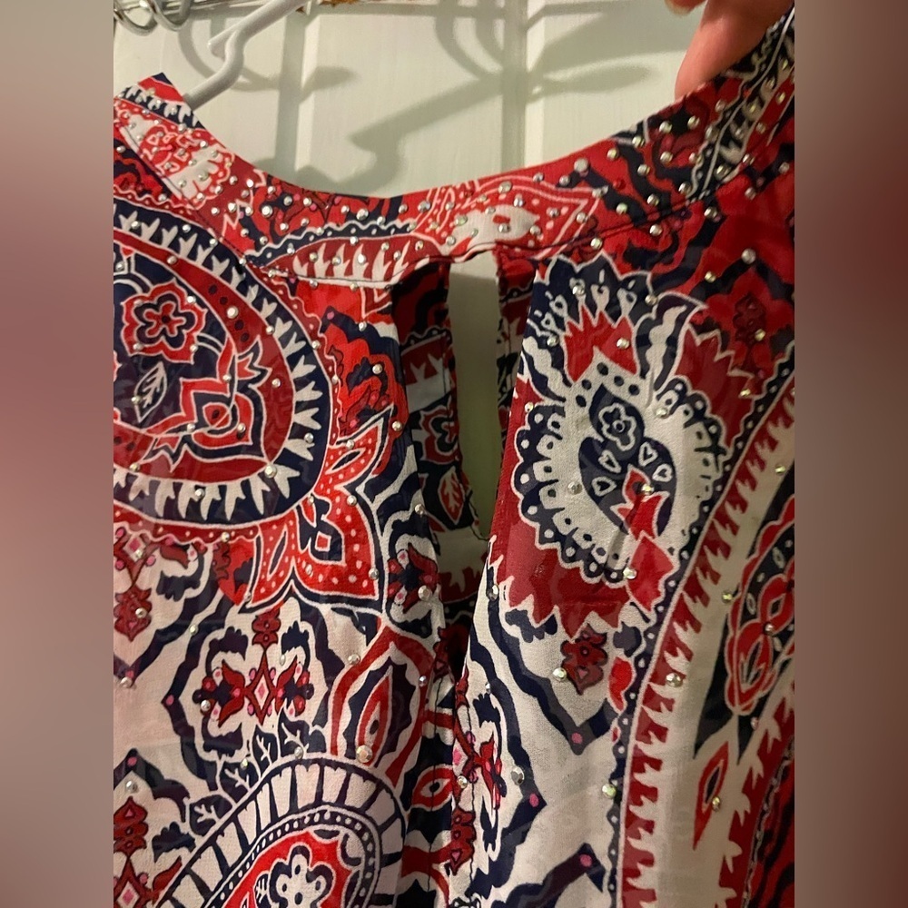 Roz & Ali paisley tank blouse-large like new - Picture 7 of 13